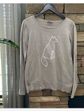 LOFT Crewneck Fox Sweater